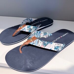 Tommy Hilfiger Blue and Brown Tropical Sandals
